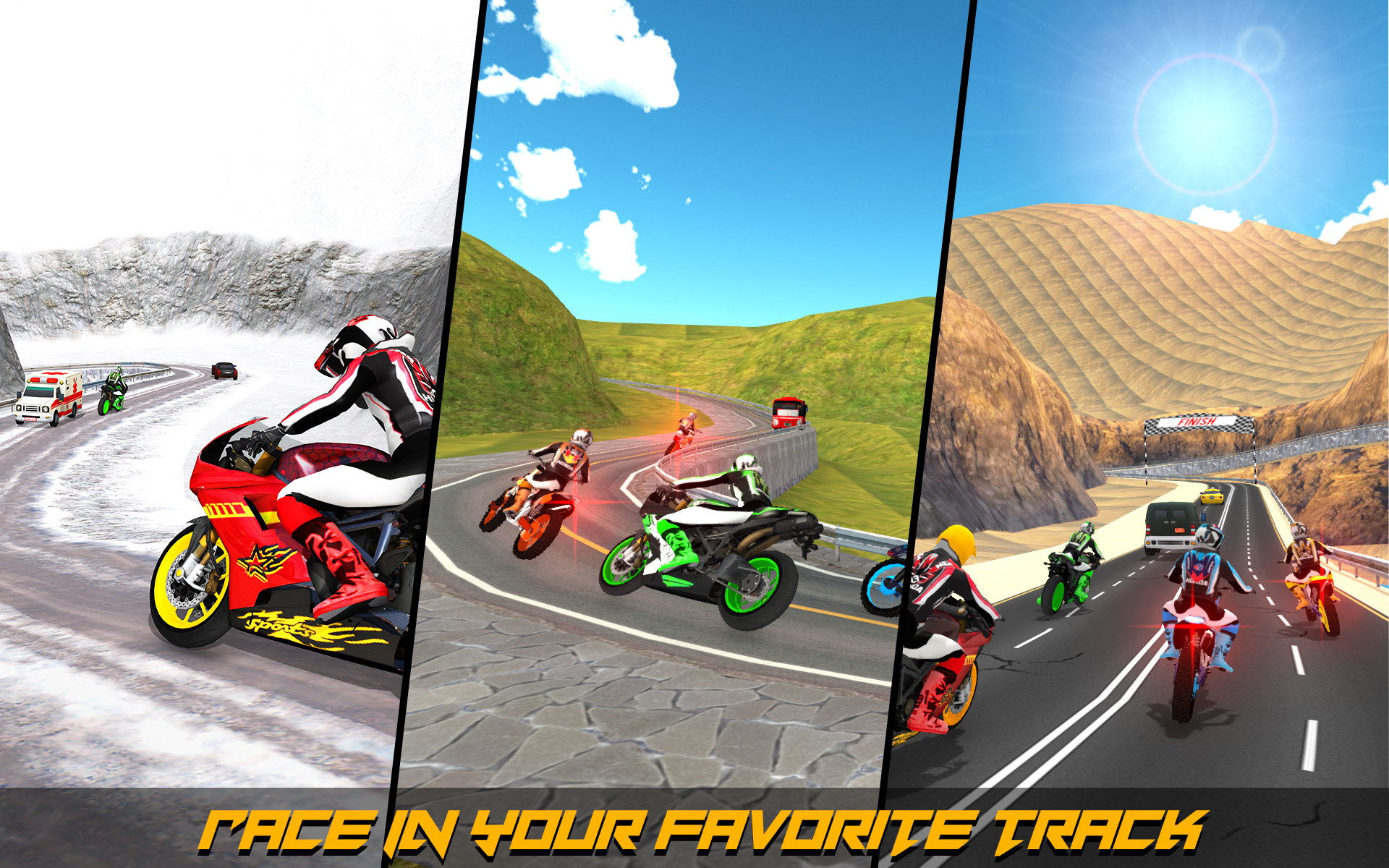 اسکرین شات 6 برنامه Snow Mountain Bike Racing Game