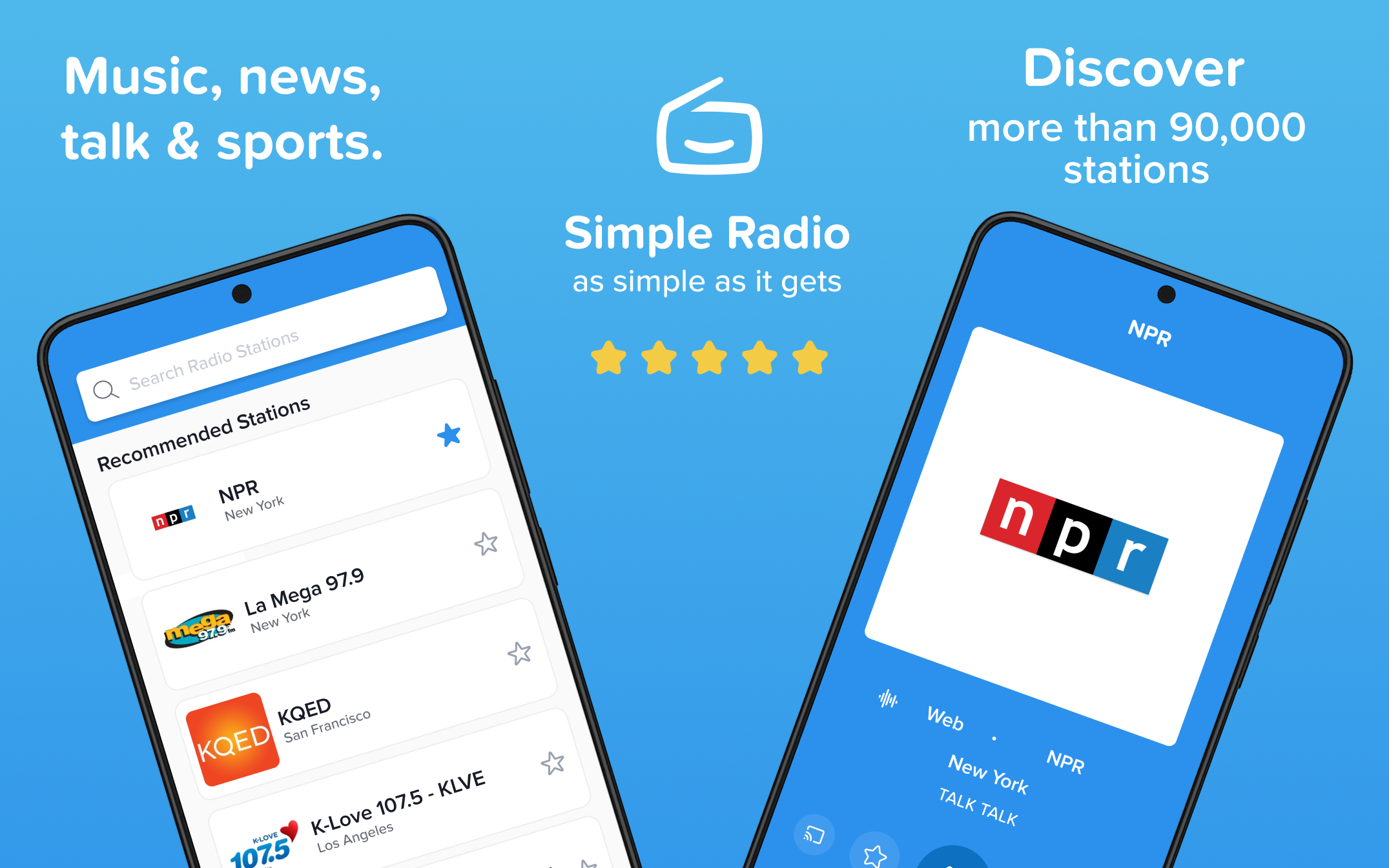 اسکرین شات 1 برنامه Simple Radio: Live AM FM Radio