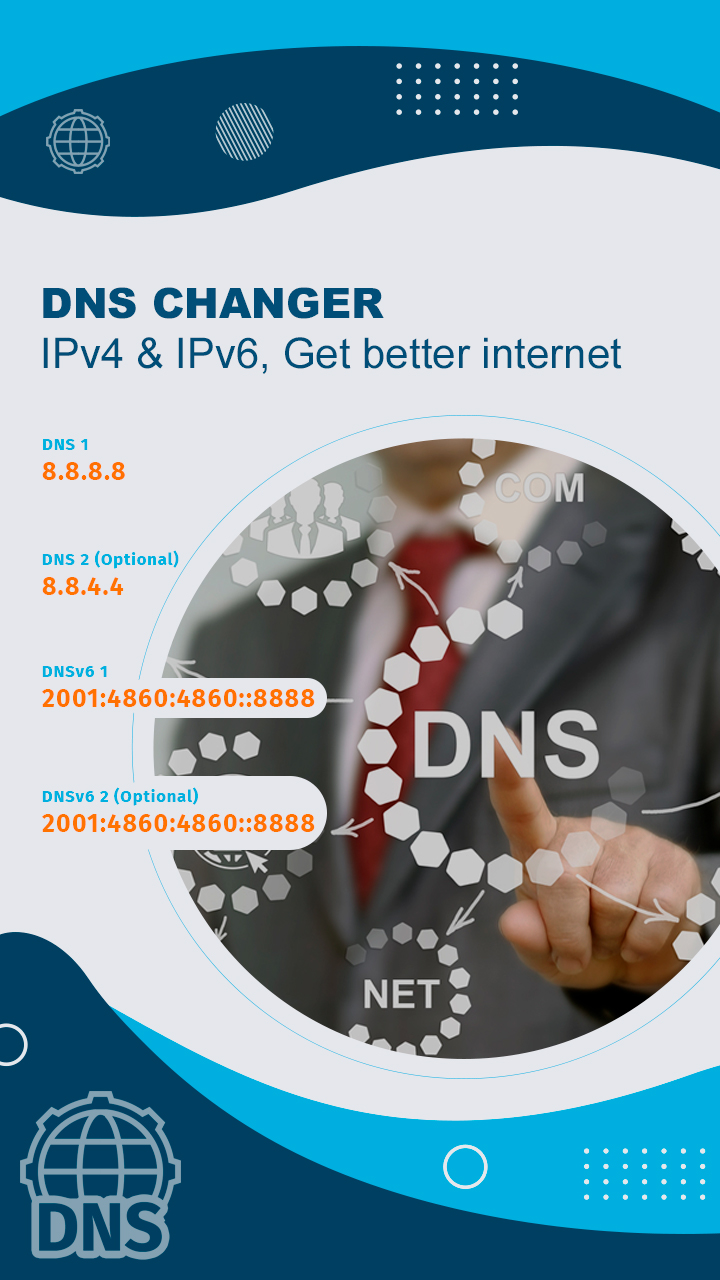 اسکرین شات 1 برنامه DNS Changer, IPv4 & IPv6