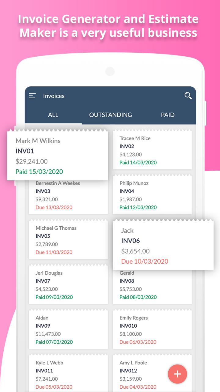 اسکرین شات 2 برنامه Invoice Generator and Estimate