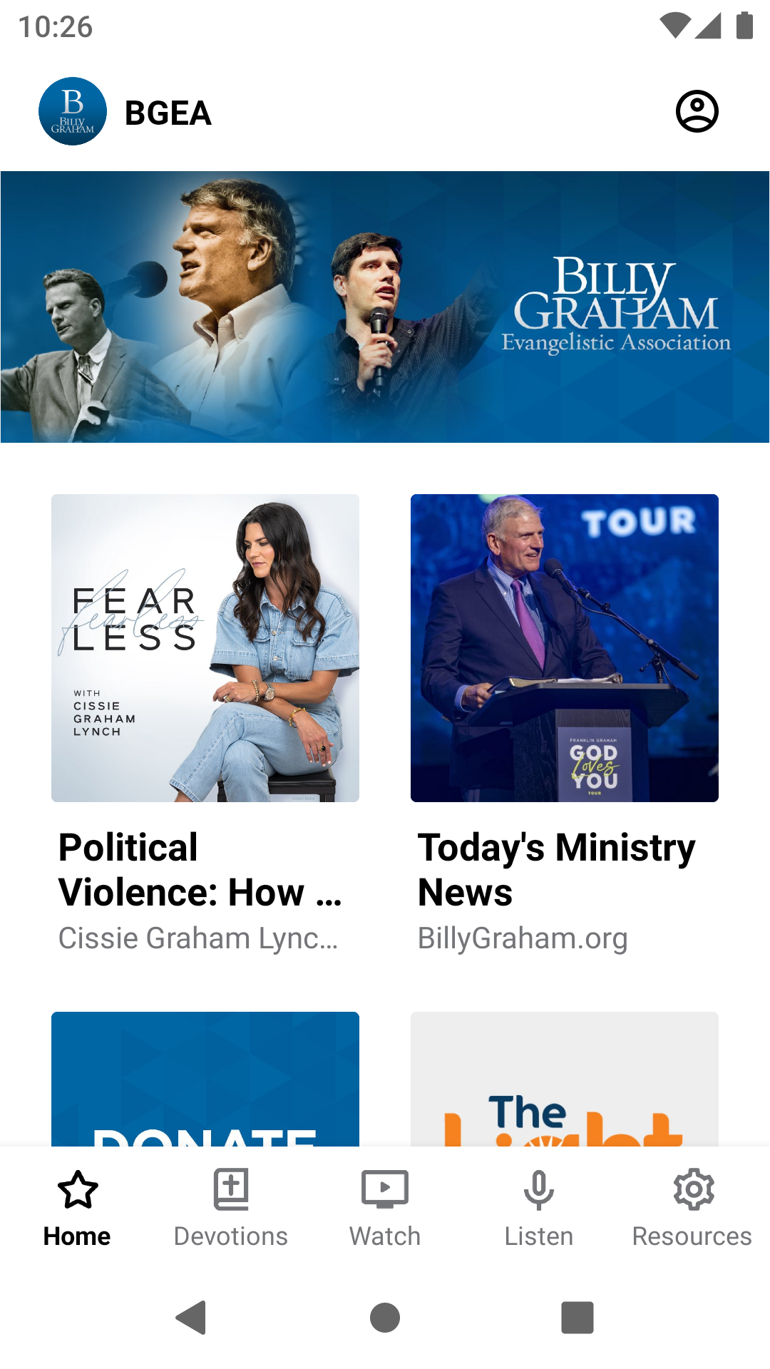 اسکرین شات 1 برنامه Billy Graham Evangelistic Assn