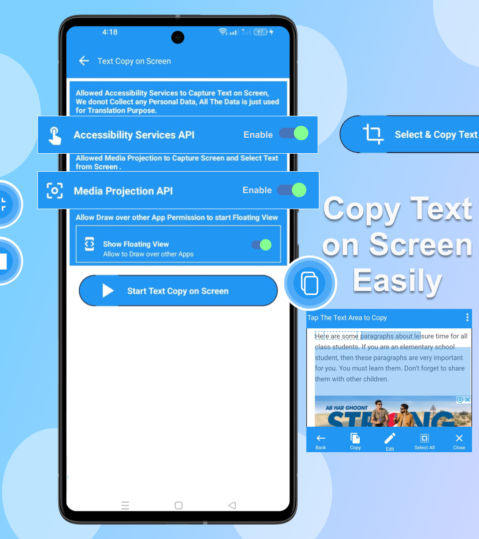 اسکرین شات 3 برنامه Copy Text on Screen