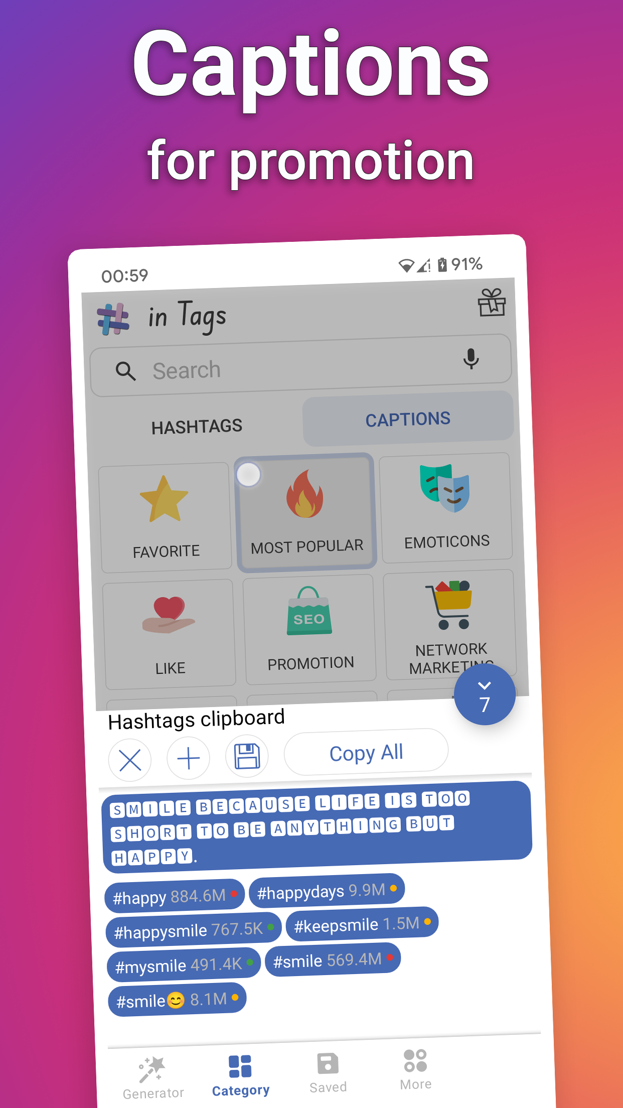 اسکرین شات 3 برنامه in Tags - AI Hashtag generator
