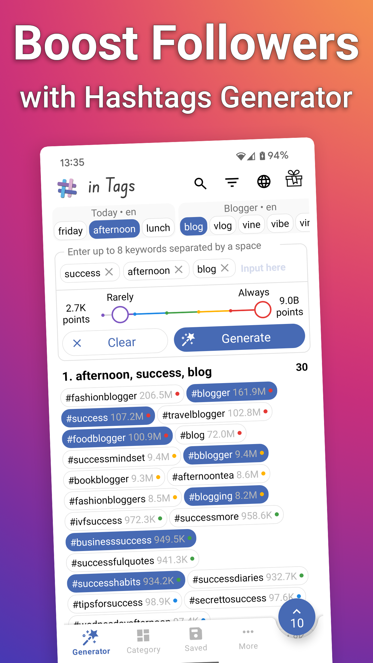 اسکرین شات 2 برنامه in Tags - AI Hashtag generator