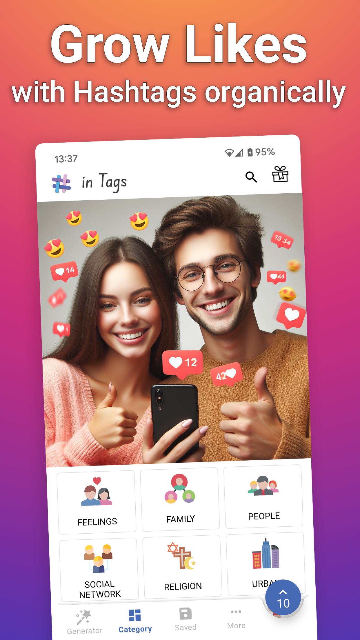 اسکرین شات 1 برنامه in Tags - AI Hashtag generator