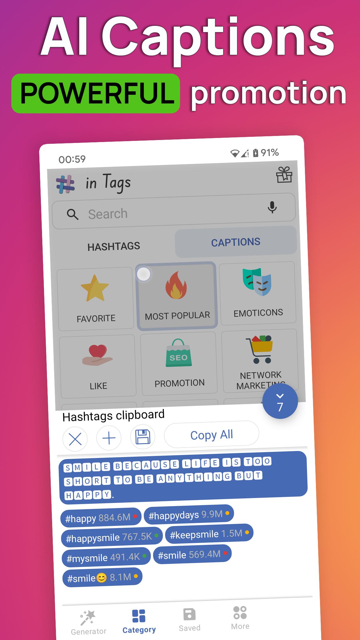 اسکرین شات 3 برنامه in Tags - AI Hashtag generator