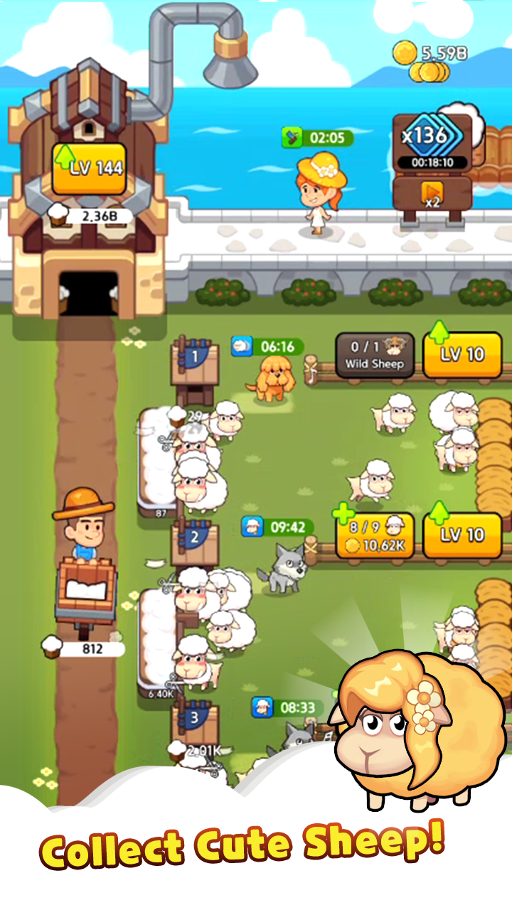 اسکرین شات 2 بازی Sheep Farm : Idle Game
