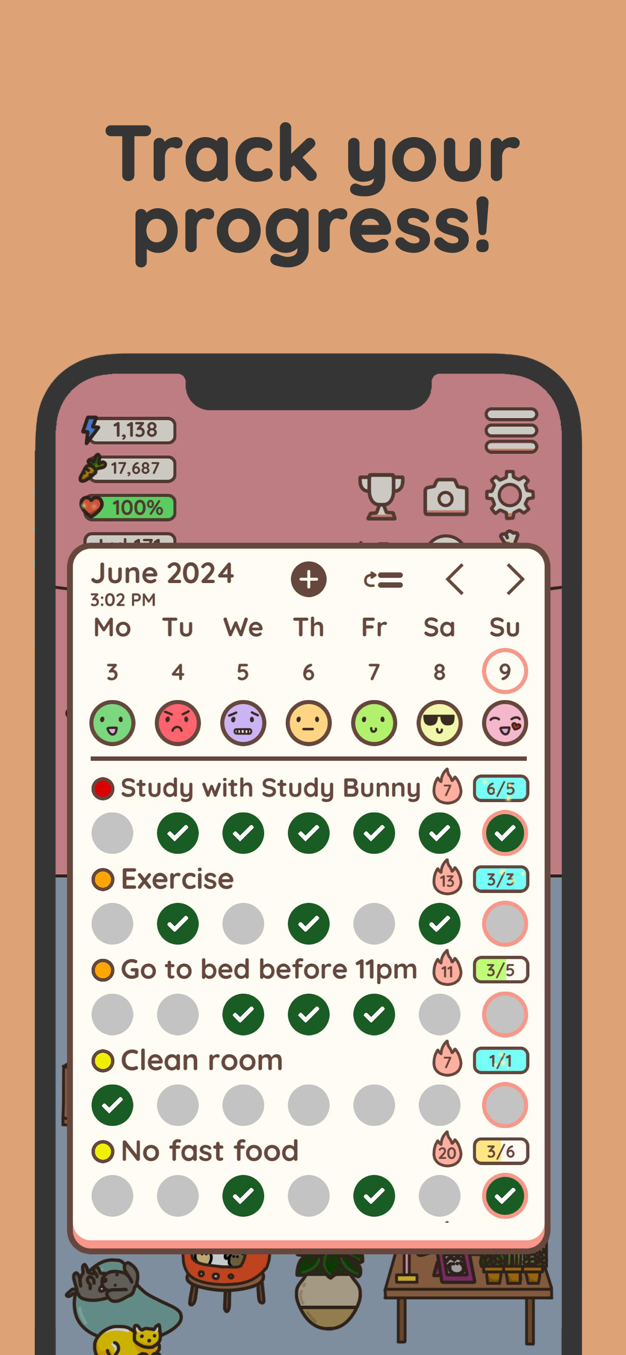 اسکرین شات 2 برنامه Habit Rabbit: Habit Tracker