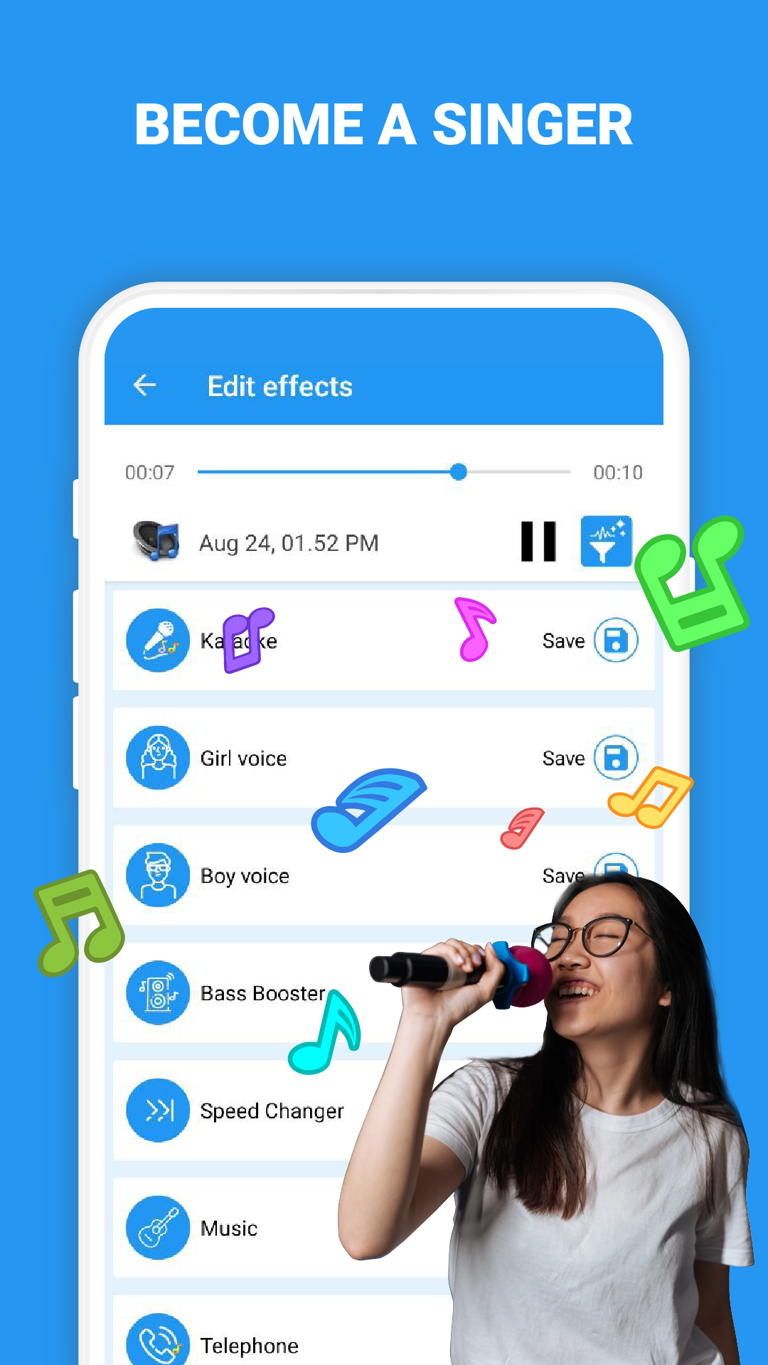 اسکرین شات برنامه Voice Changer - Audio Effects 2