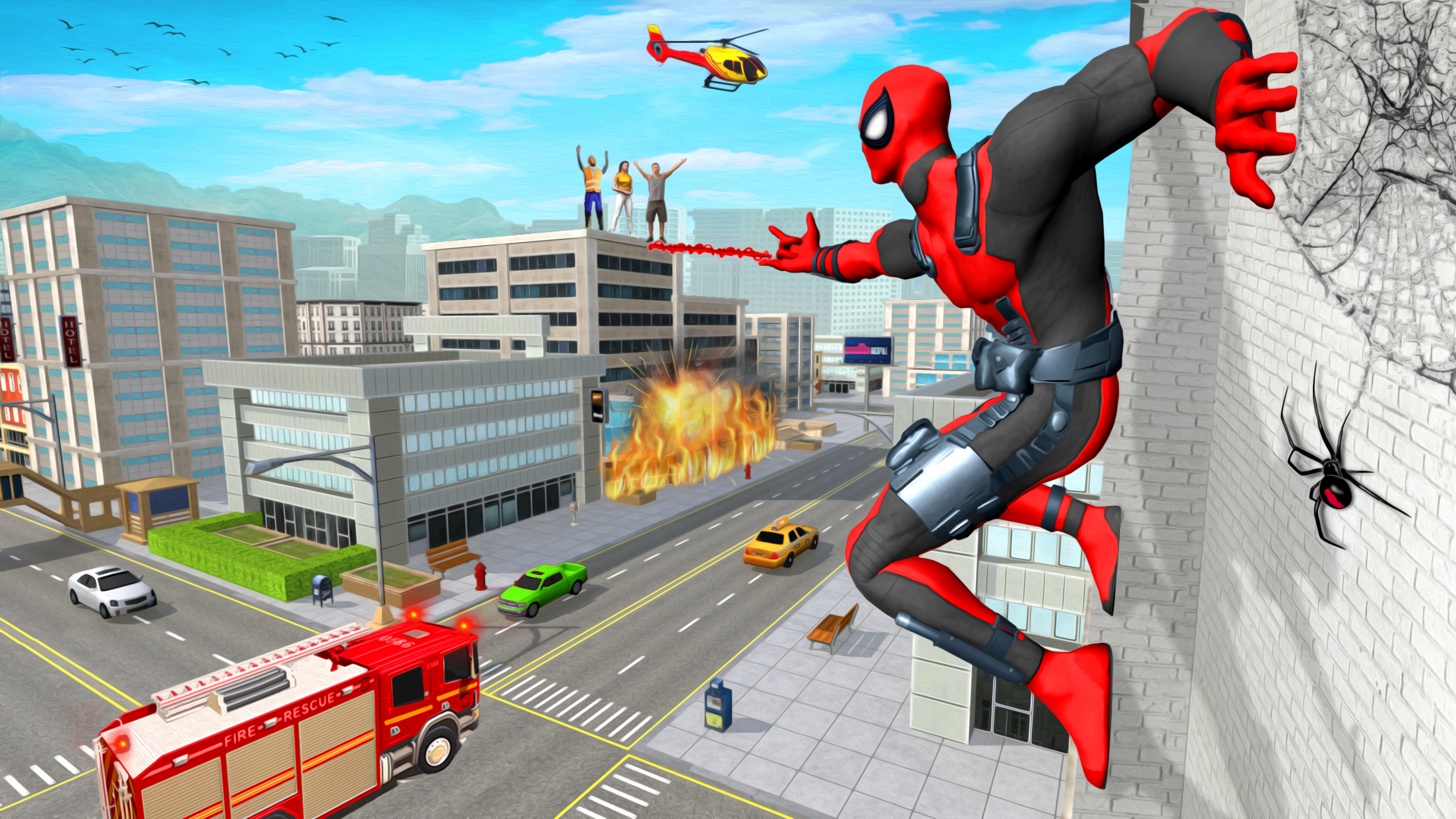 اسکرین شات 2 بازی Flying Spider Hero: Rope Hero