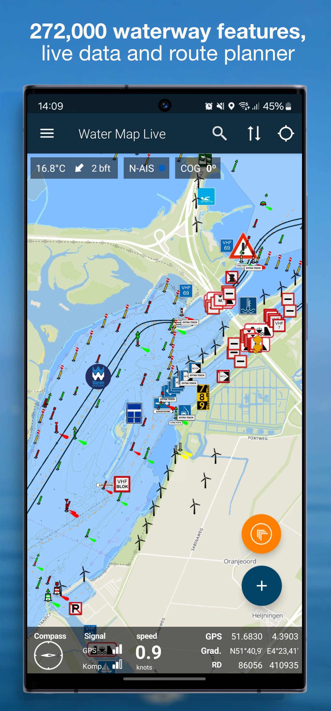 اسکرین شات 1 برنامه Water Map Live - Routes, AIS