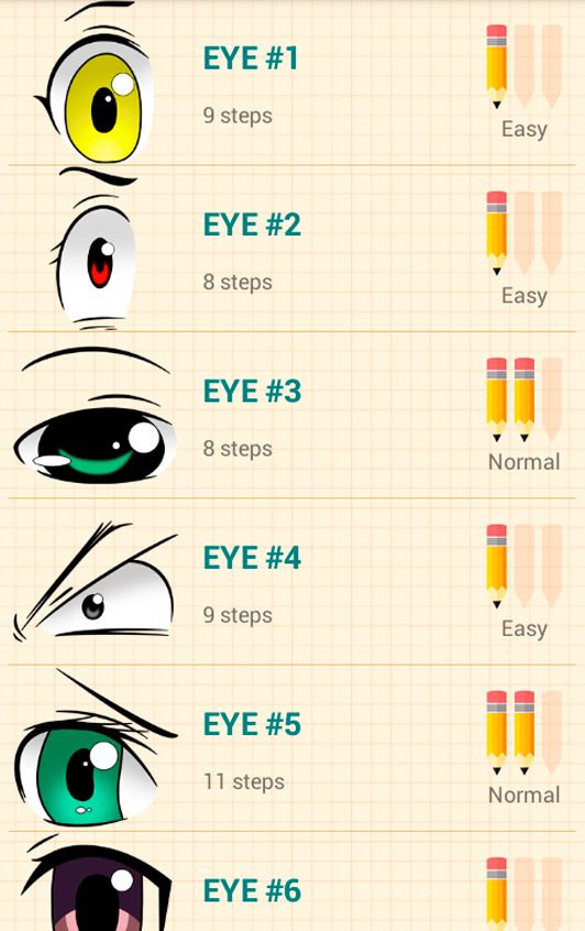 اسکرین شات 1 برنامه How to Draw Anime Eyes
