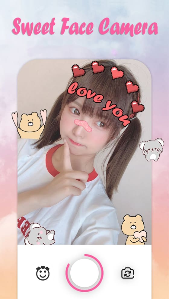 اسکرین شات 6 برنامه Sweet Face Camera - Live Face