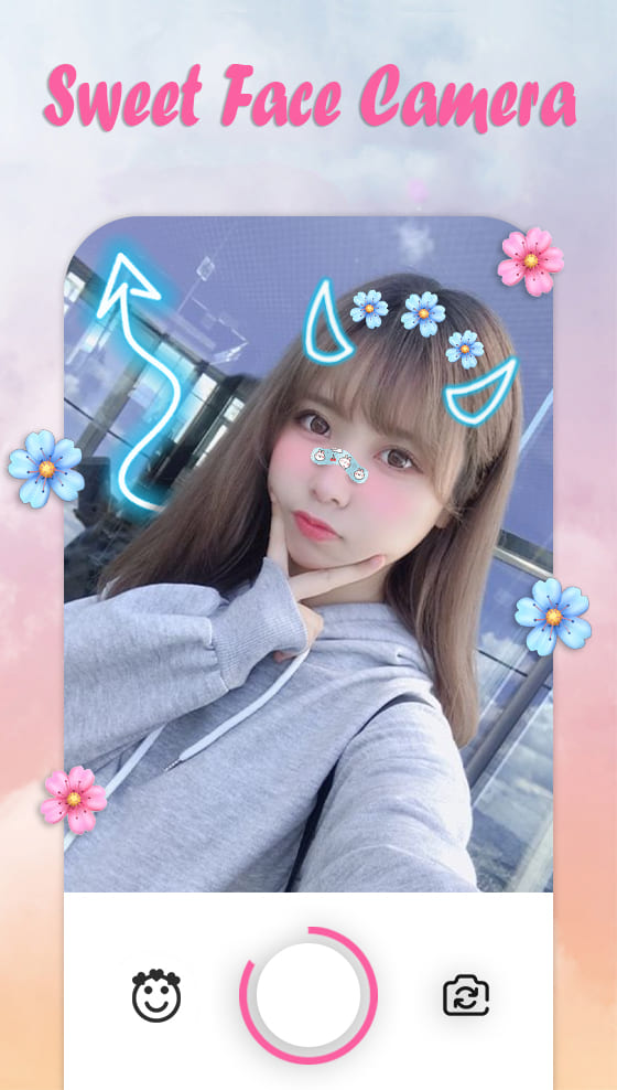 اسکرین شات 2 برنامه Sweet Face Camera - Live Face