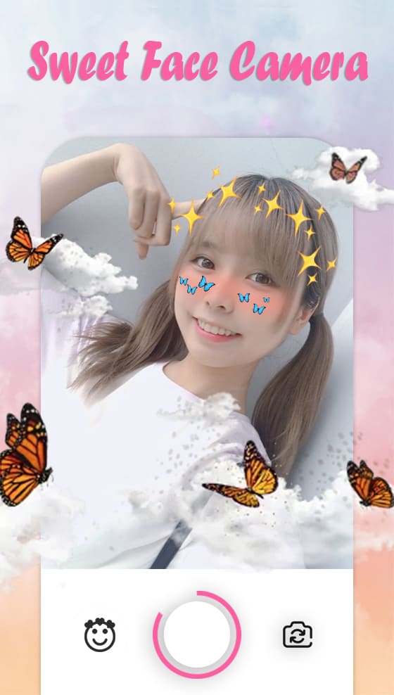 اسکرین شات 5 برنامه Sweet Face Camera - Live Face