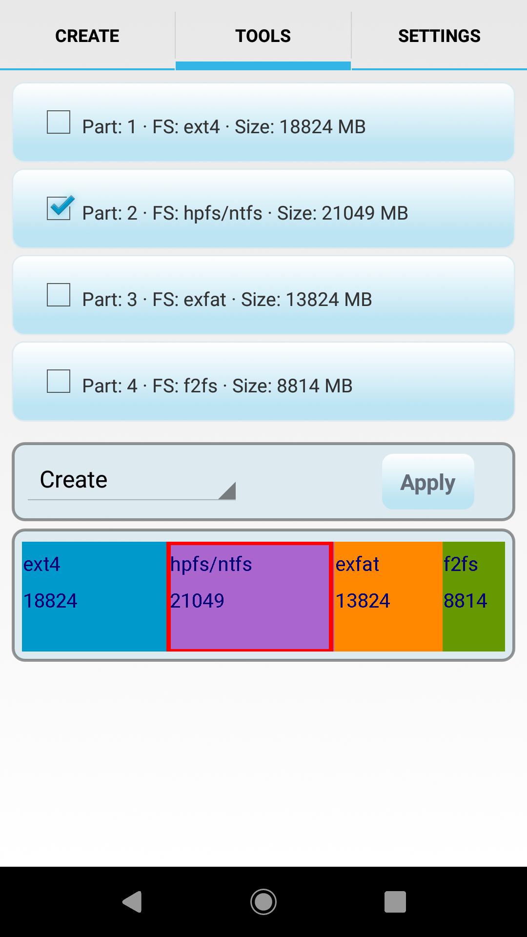 اسکرین شات 2 برنامه Android Partition Tool