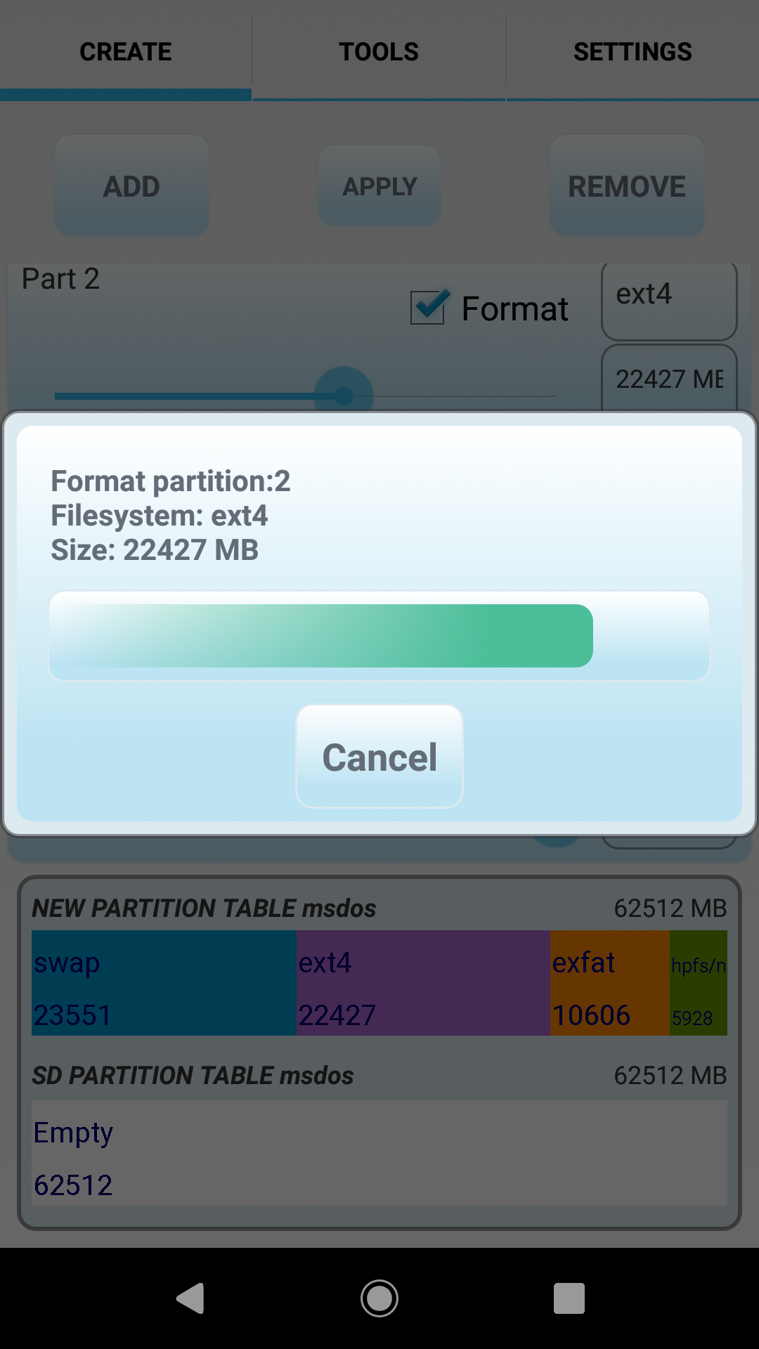 اسکرین شات 5 برنامه AParted ( Sd card Partition )