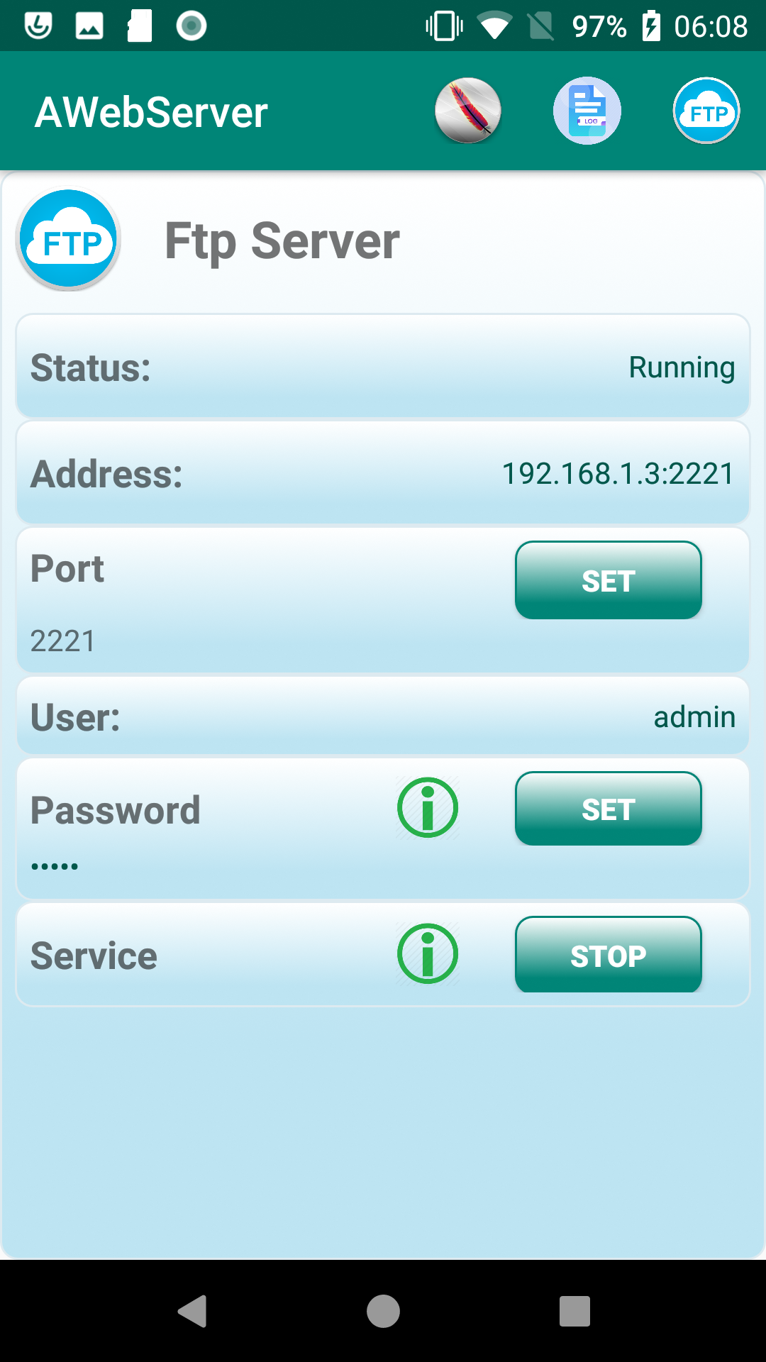 اسکرین شات 2 برنامه AWebServer Http Apache PHP Sql