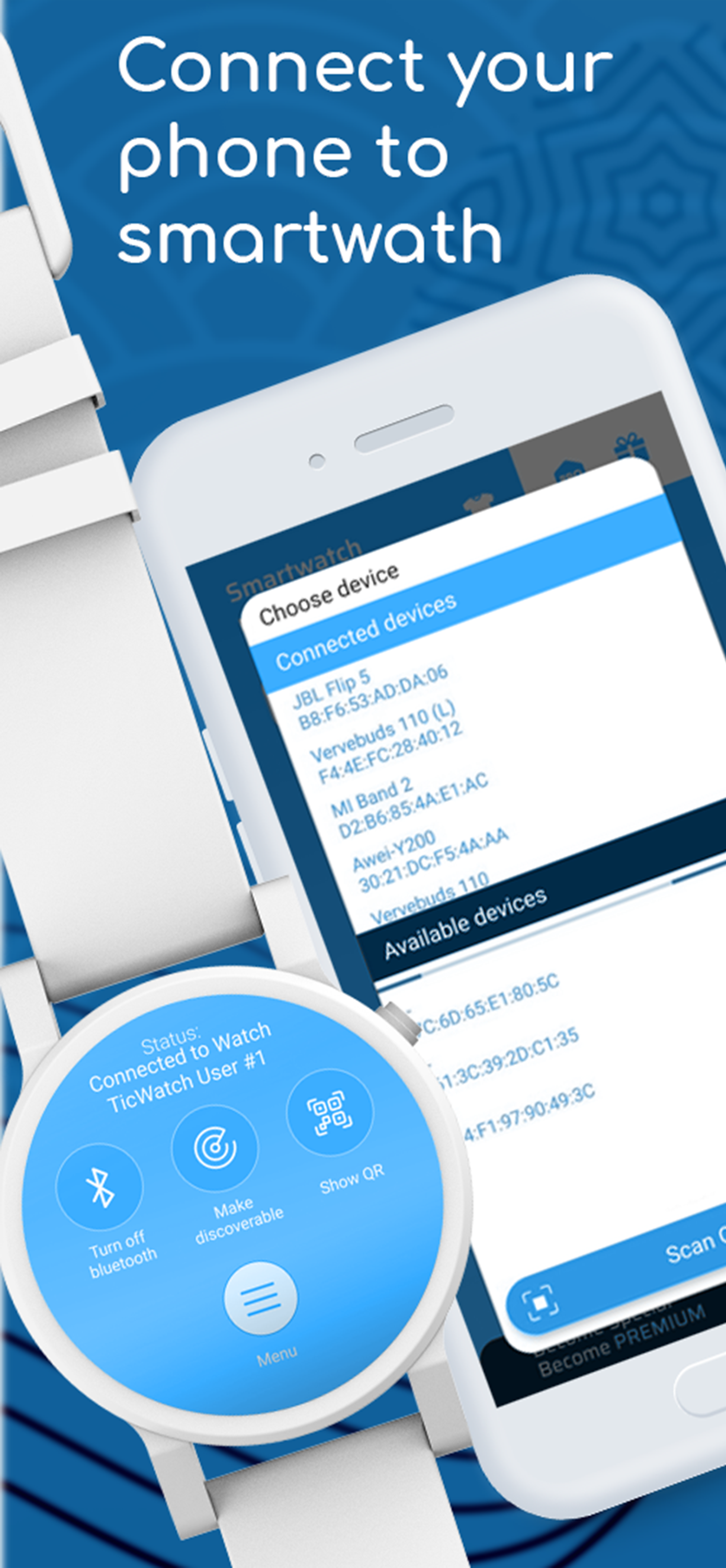 اسکرین شات 1 برنامه Smart watch app: bt notifier