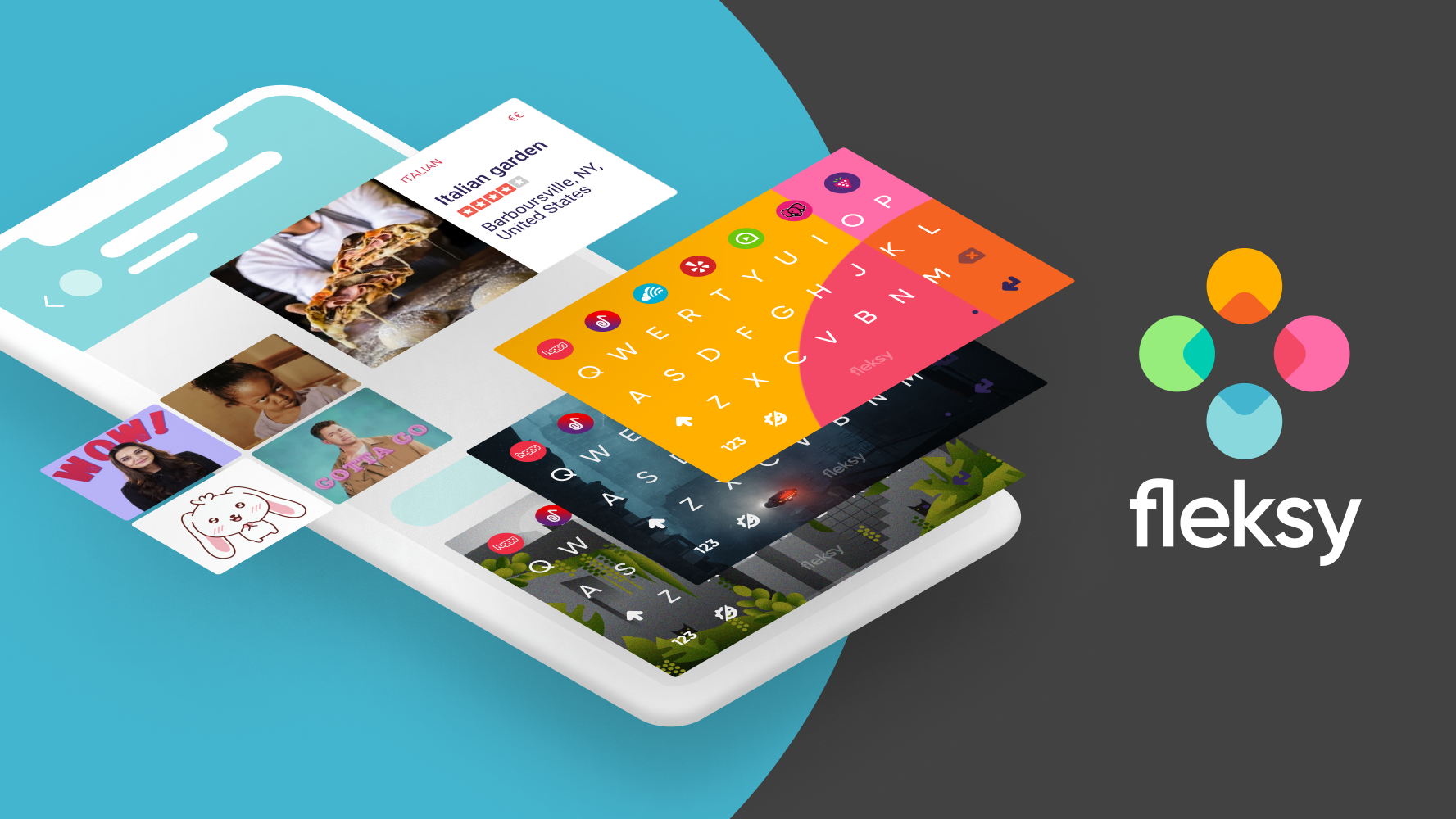 اسکرین شات 1 برنامه Fleksy fast emoji keyboard app