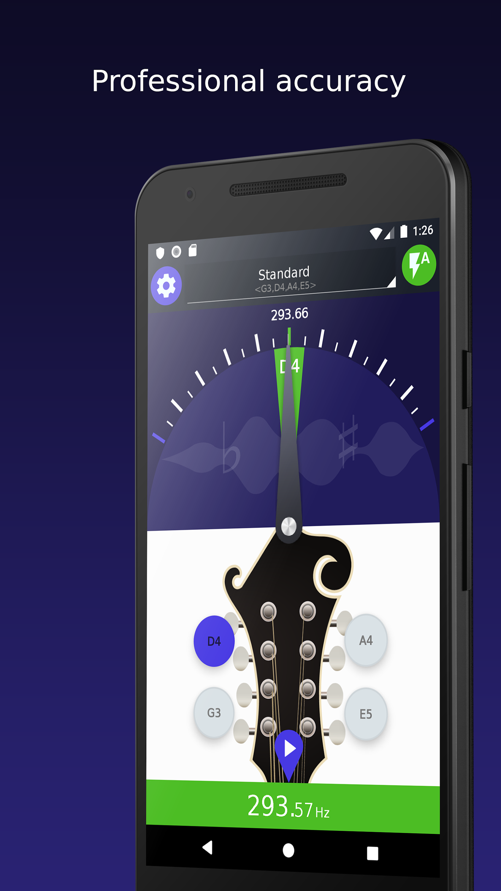 اسکرین شات 4 برنامه Ultimate Mandolin Tuner