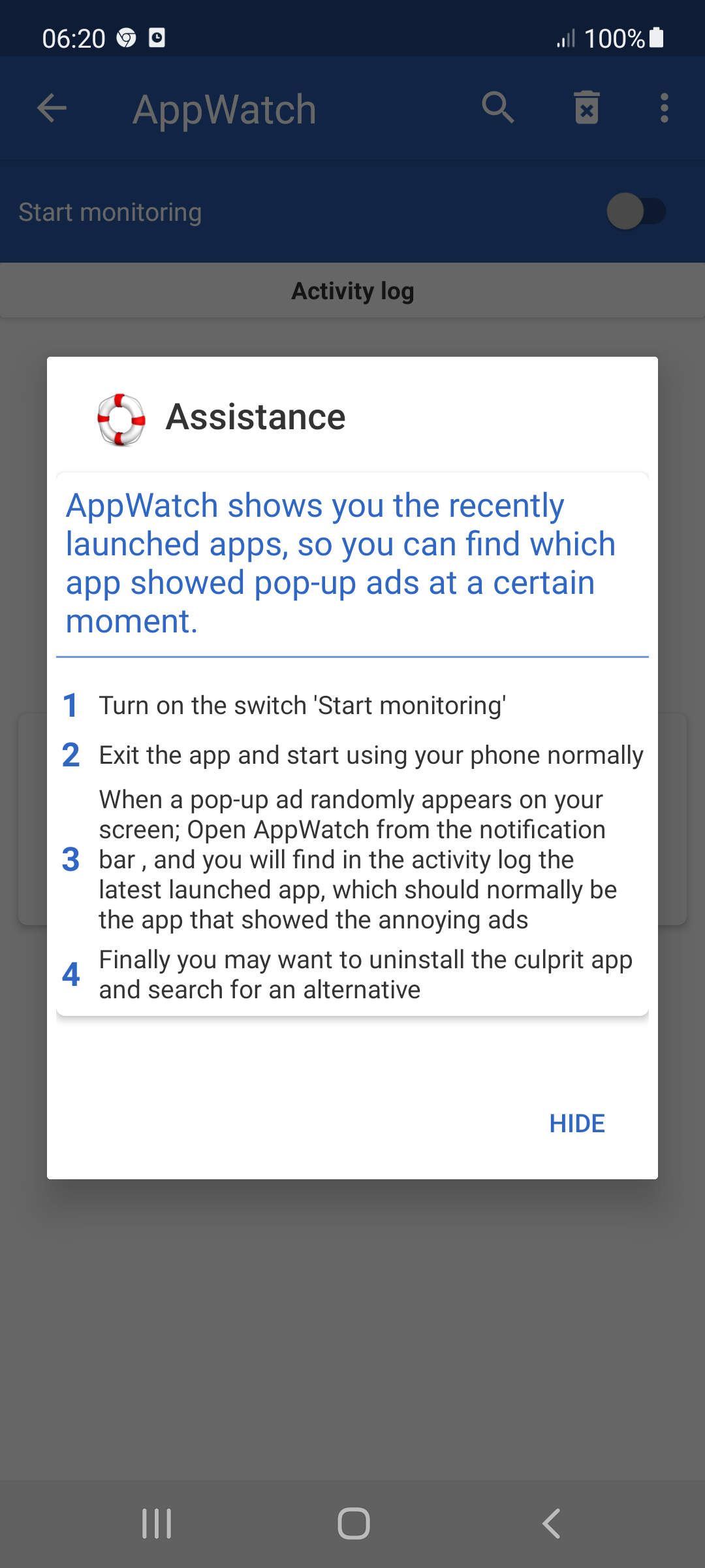 اسکرین شات 2 برنامه Appwatch - Pop Up Ads Removal