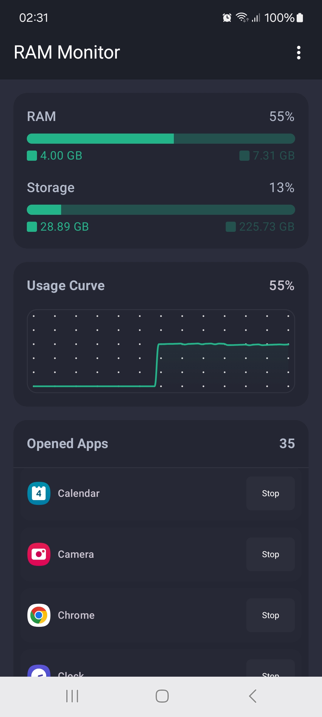 اسکرین شات 3 برنامه RAM Monitor Memory - Stop Apps