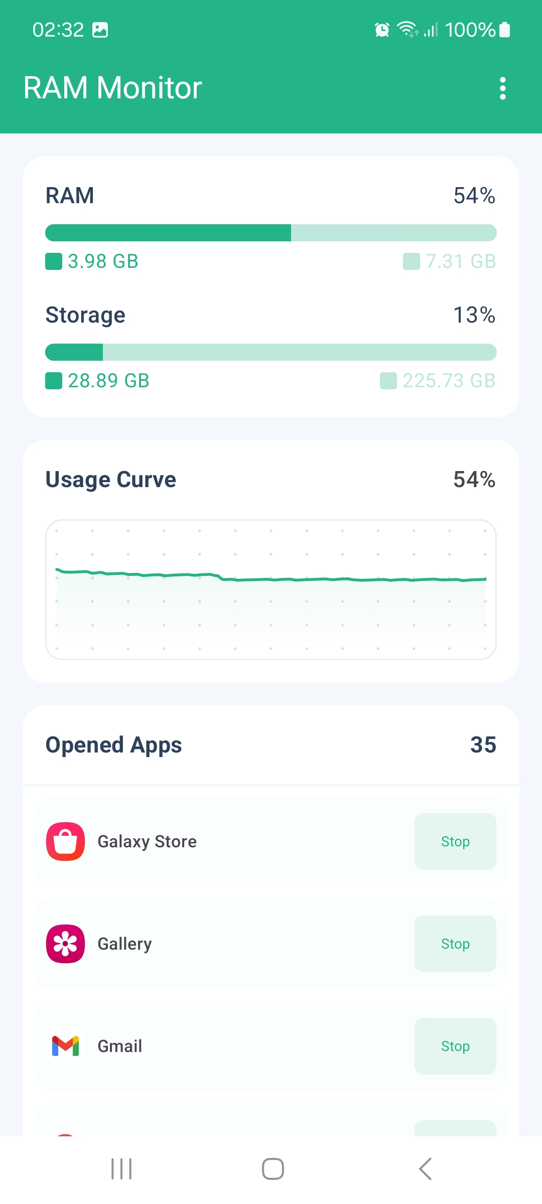 اسکرین شات 2 برنامه RAM Monitor Memory - Stop Apps