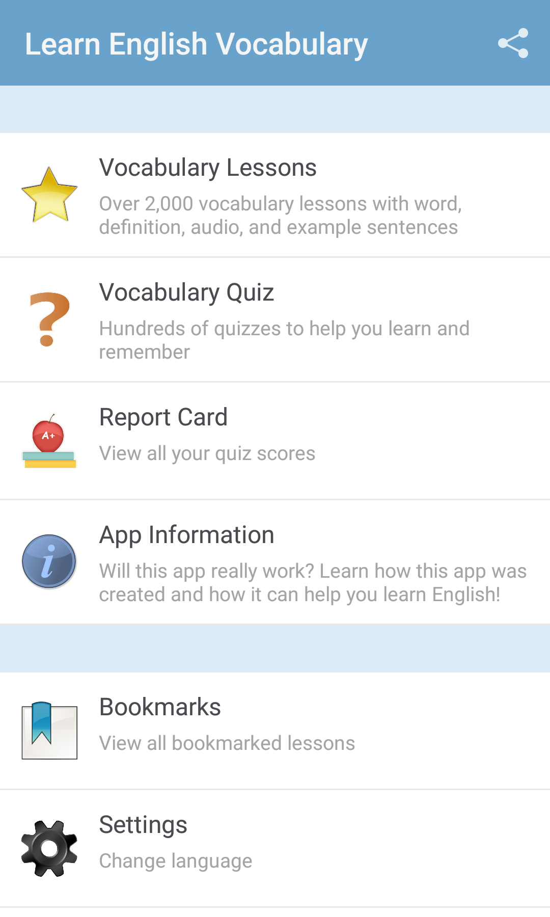 اسکرین شات 1 برنامه English Vocabulary