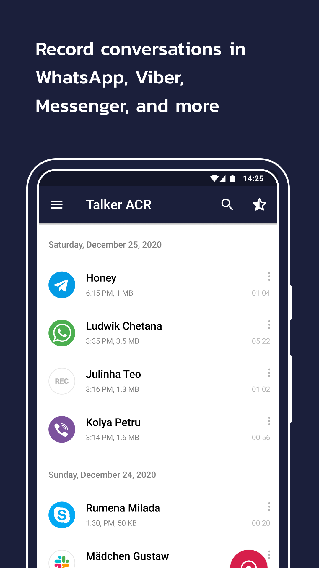 اسکرین شات 3 برنامه Call Recorder - Talker ACR
