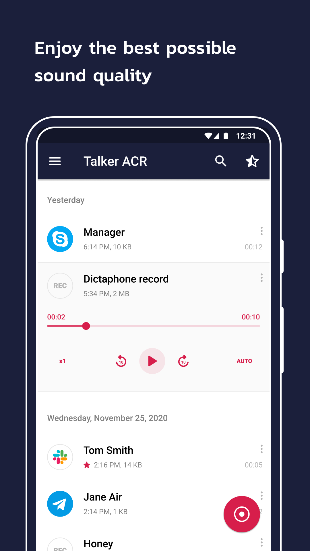 اسکرین شات 1 برنامه Call Recorder - Talker ACR