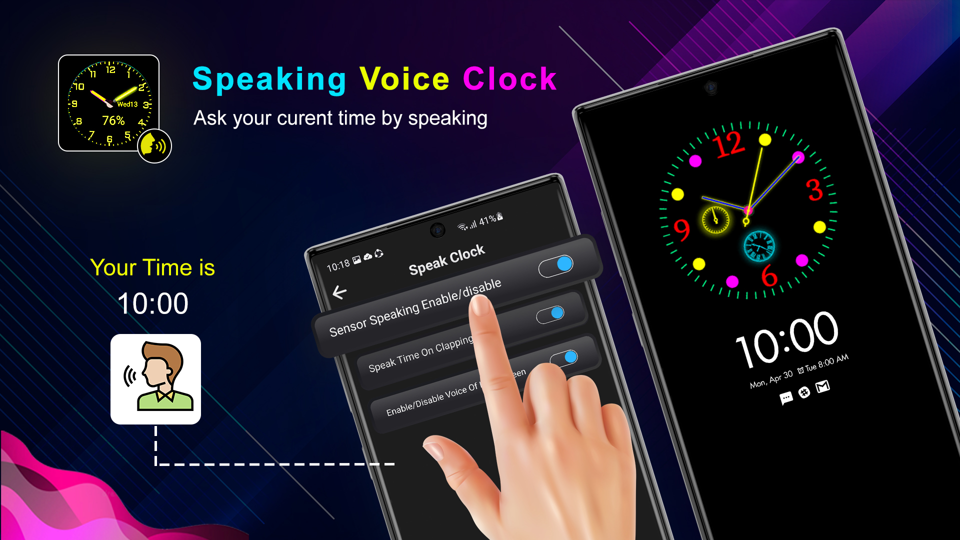 اسکرین شات 3 برنامه Speak Clock Smart Watch AOD