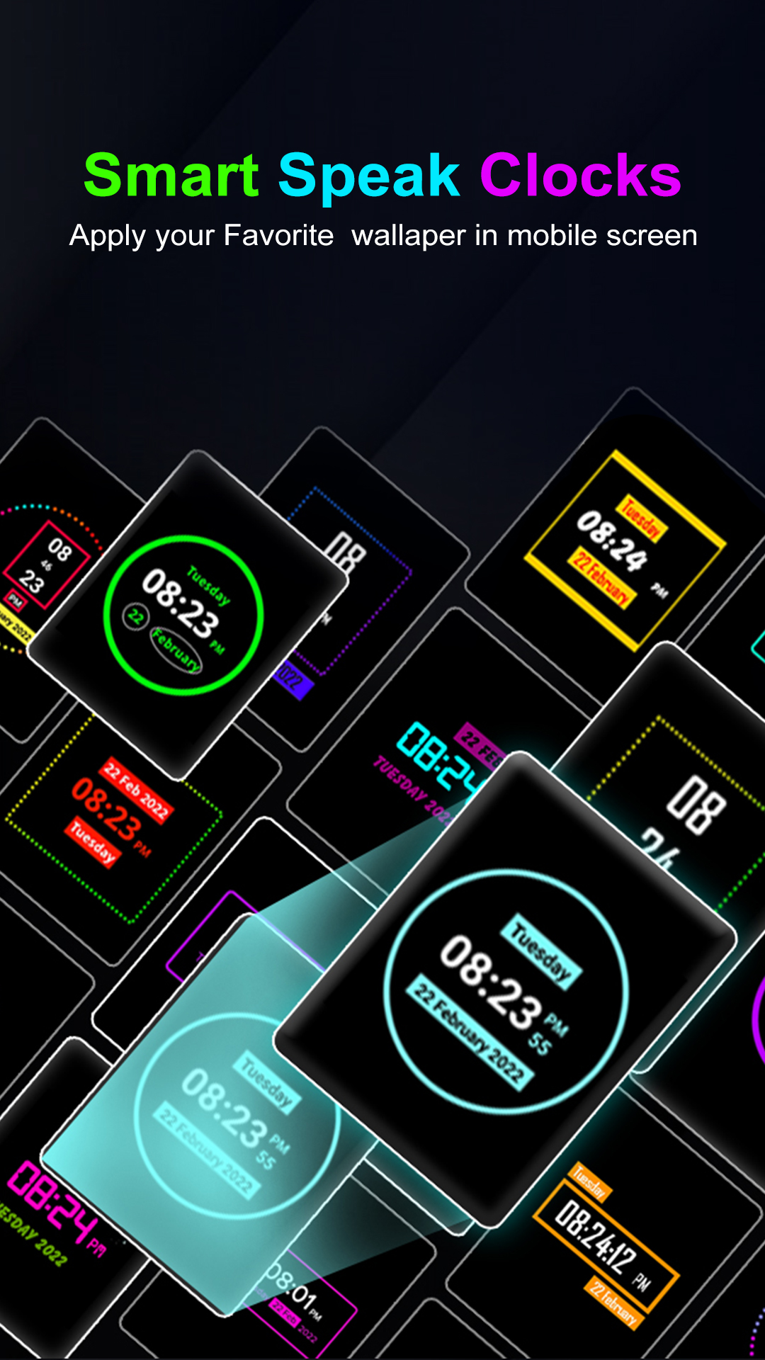 اسکرین شات 2 برنامه Speak Clock Smart Watch AOD