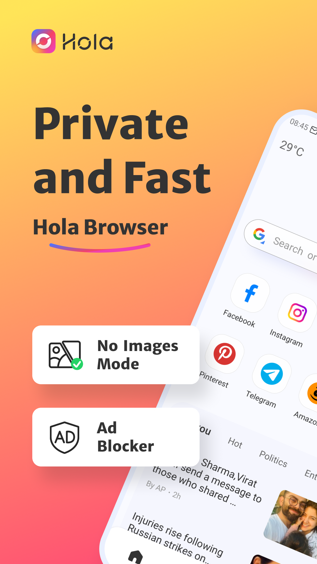 اسکرین شات 1 برنامه Hola Browser-Private&Fast web