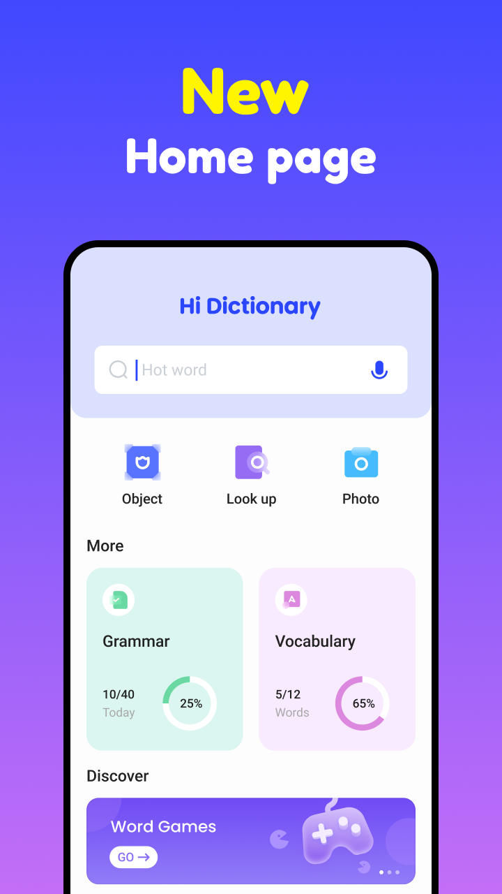 اسکرین شات 1 برنامه Hi Dictionary - Learn Language