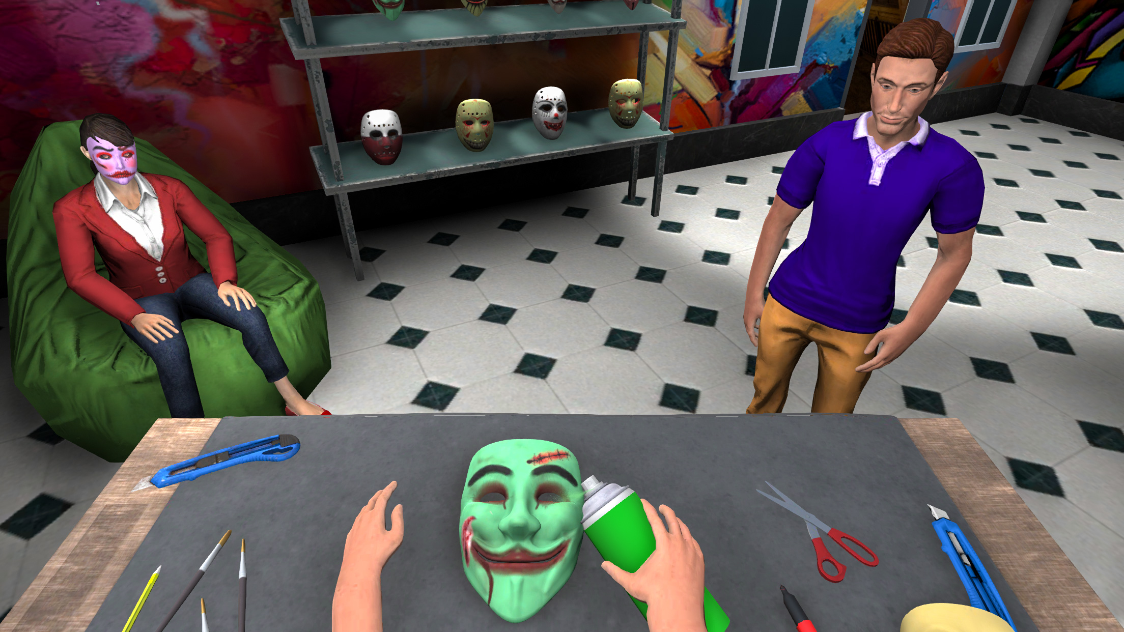 اسکرین شات 1 بازی Scary Face Mask 3D: Pixel Art