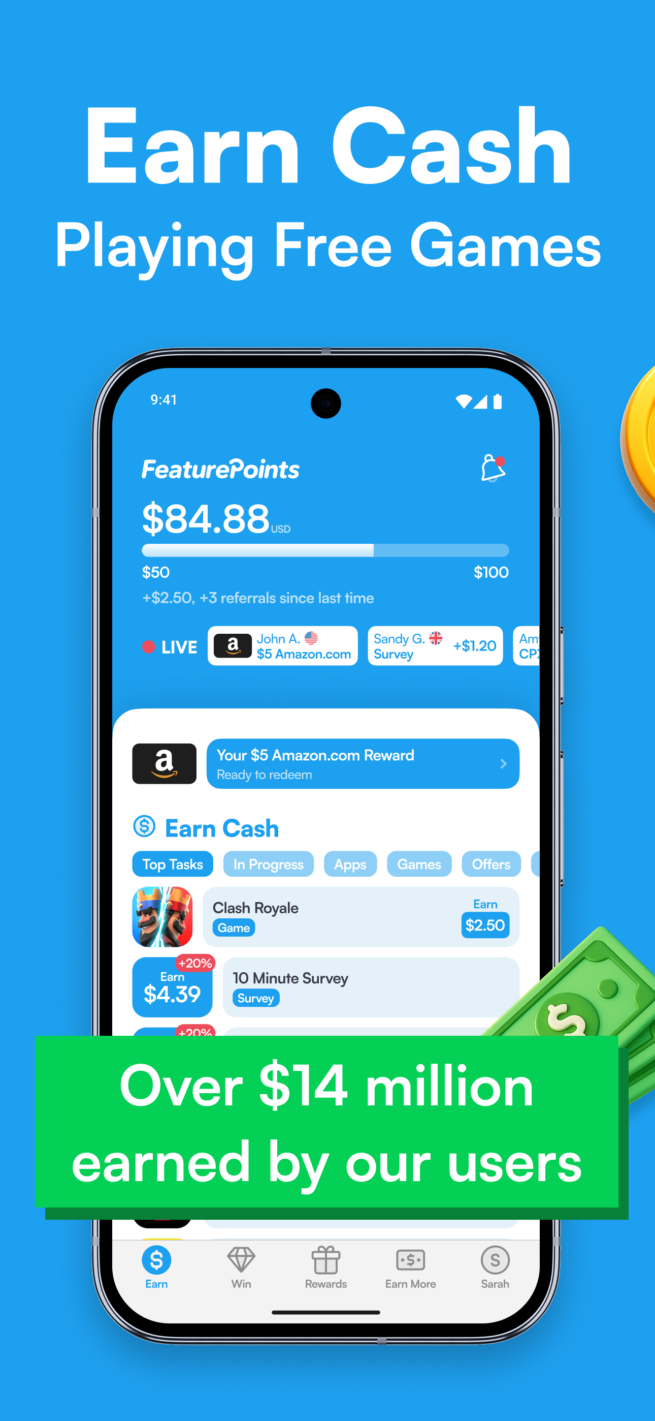 اسکرین شات 1 برنامه Free Cash - FeaturePoints