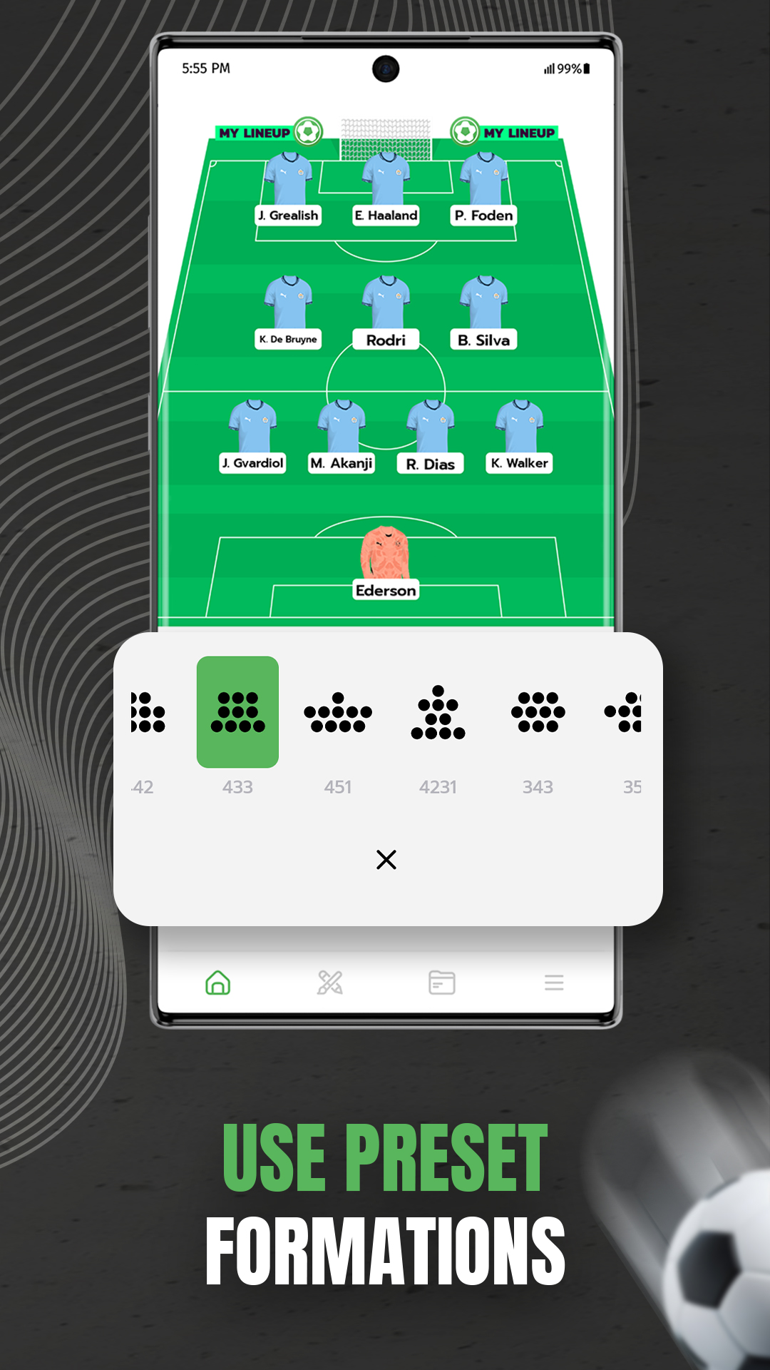 اسکرین شات 7 برنامه My Lineup: Lineup Creator