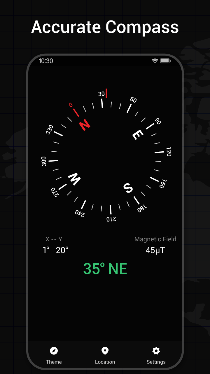 اسکرین شات 1 برنامه Compass App: Direction Compass