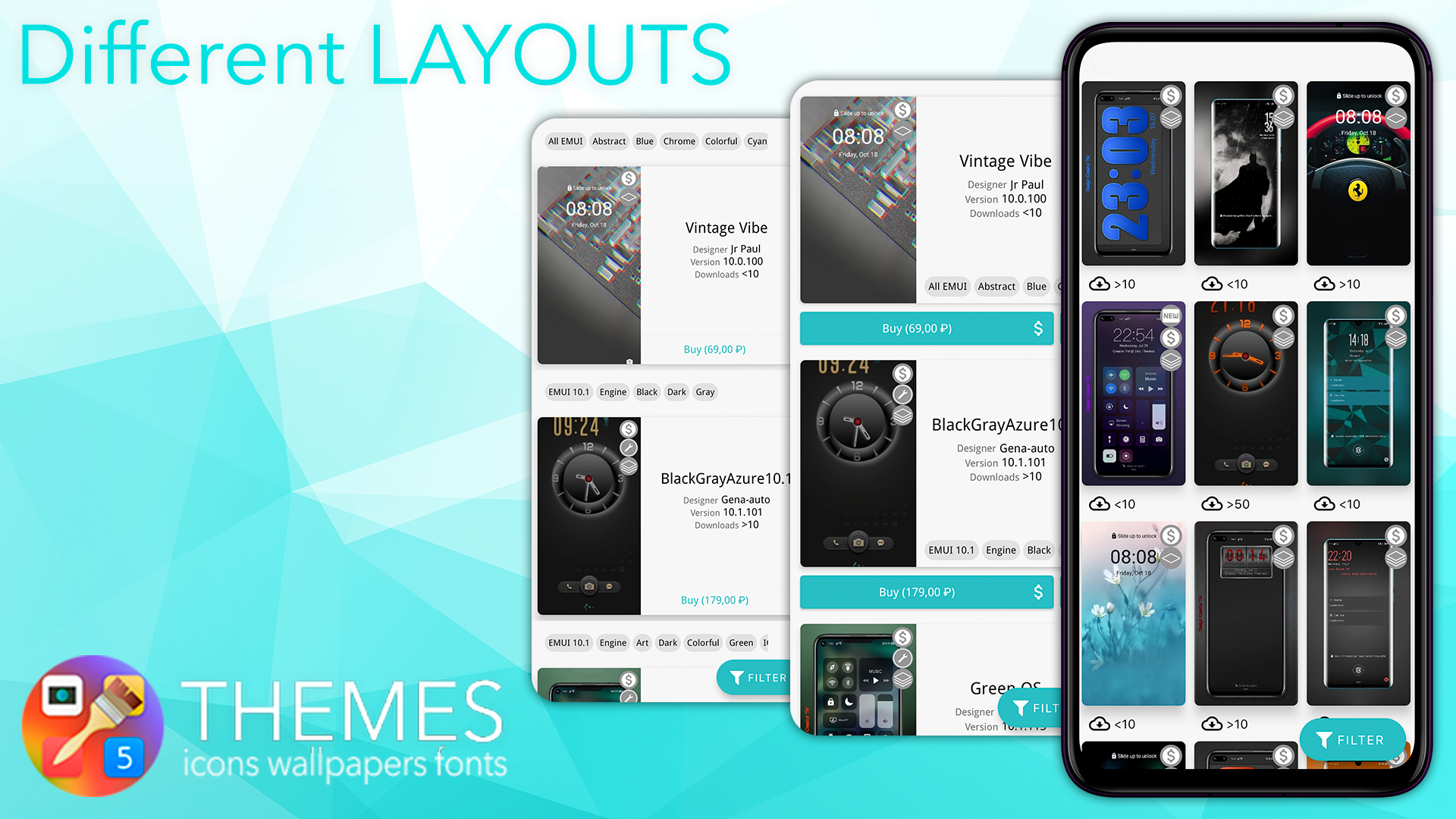 اسکرین شات 3 برنامه Themes, Wallpapers, Icons