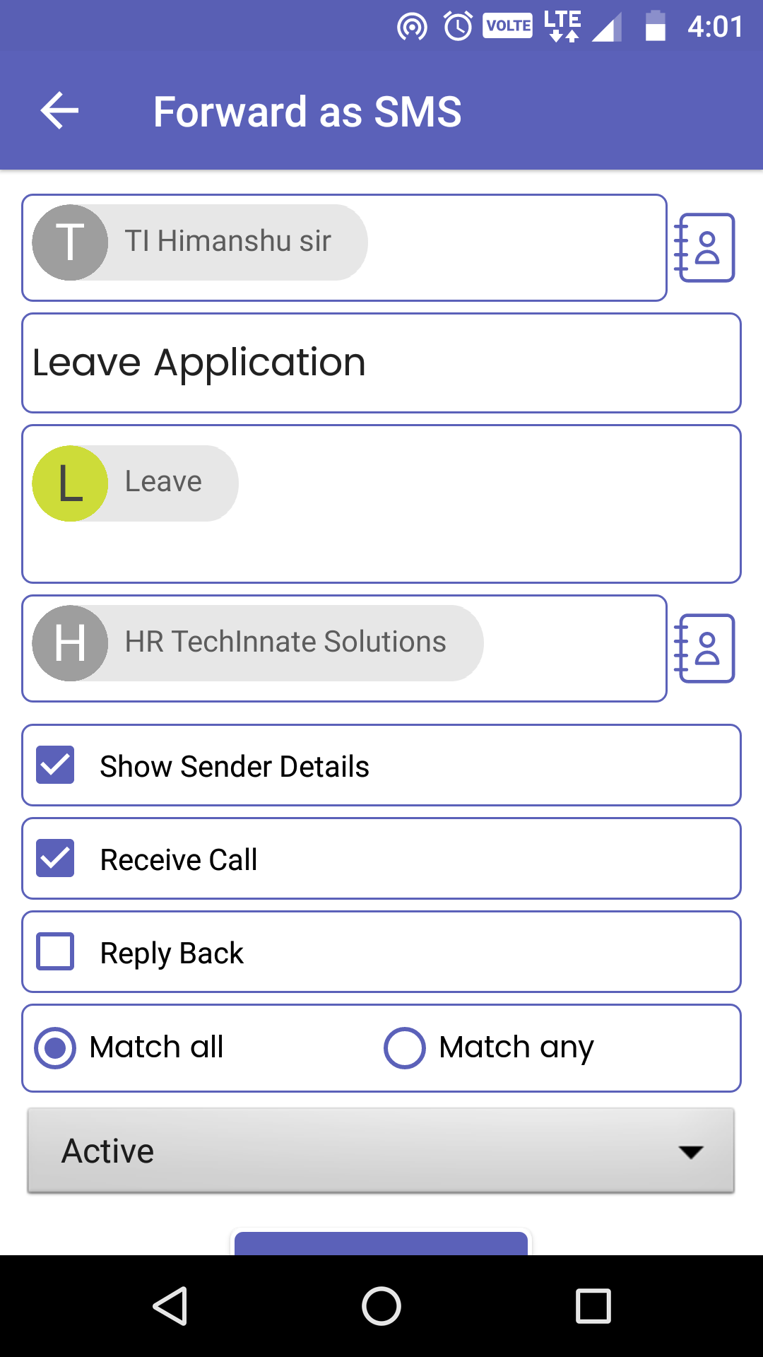 اسکرین شات 4 برنامه SMS Auto Forwarder & Messaging