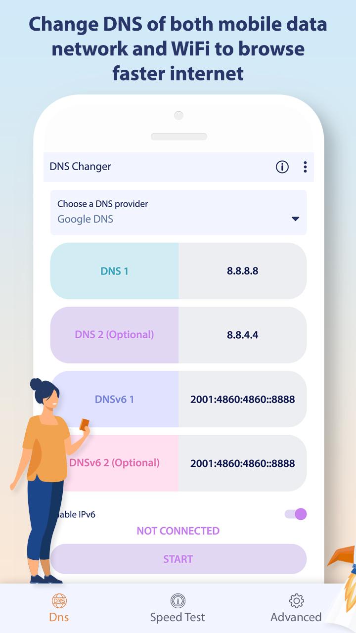 اسکرین شات 2 برنامه Change DNS Server, Browse Fast