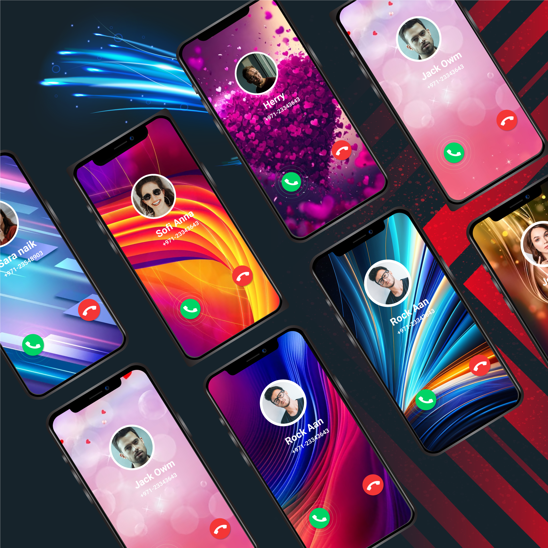 اسکرین شات 1 برنامه Color Call Screen Themes