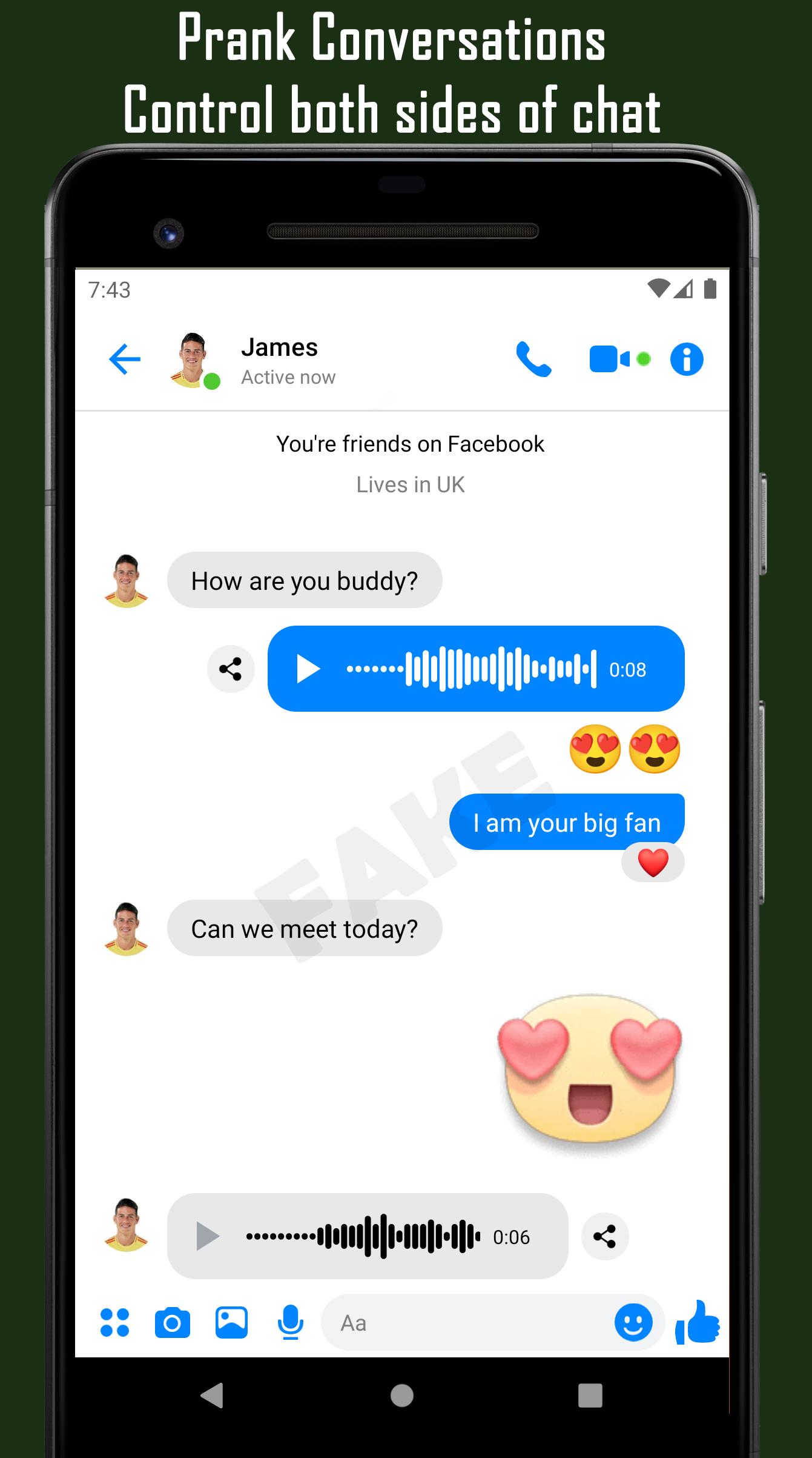 اسکرین شات 3 برنامه Fake Chat Conversation - prank