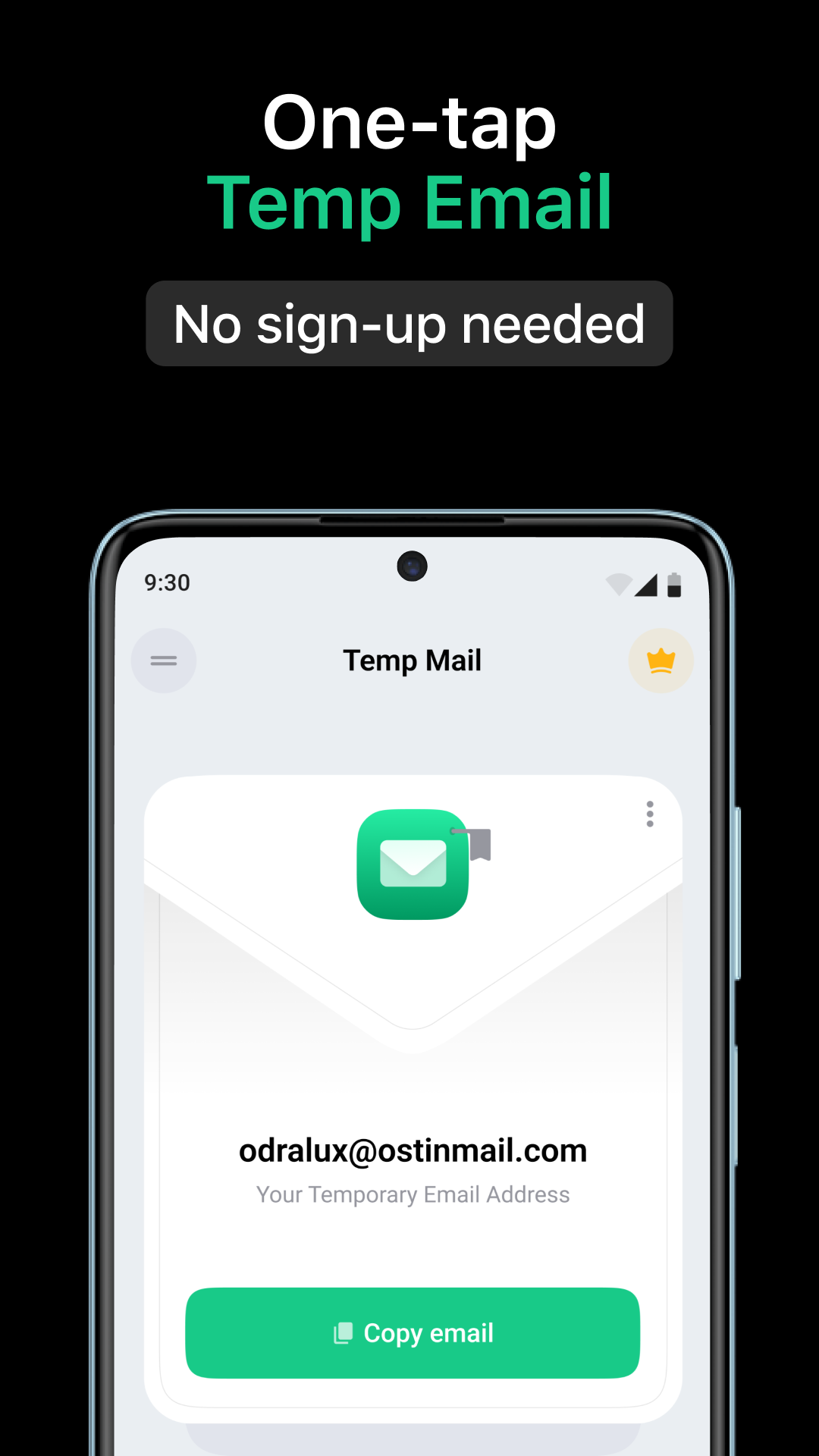 اسکرین شات 1 برنامه Temp Mail - Temporary Email