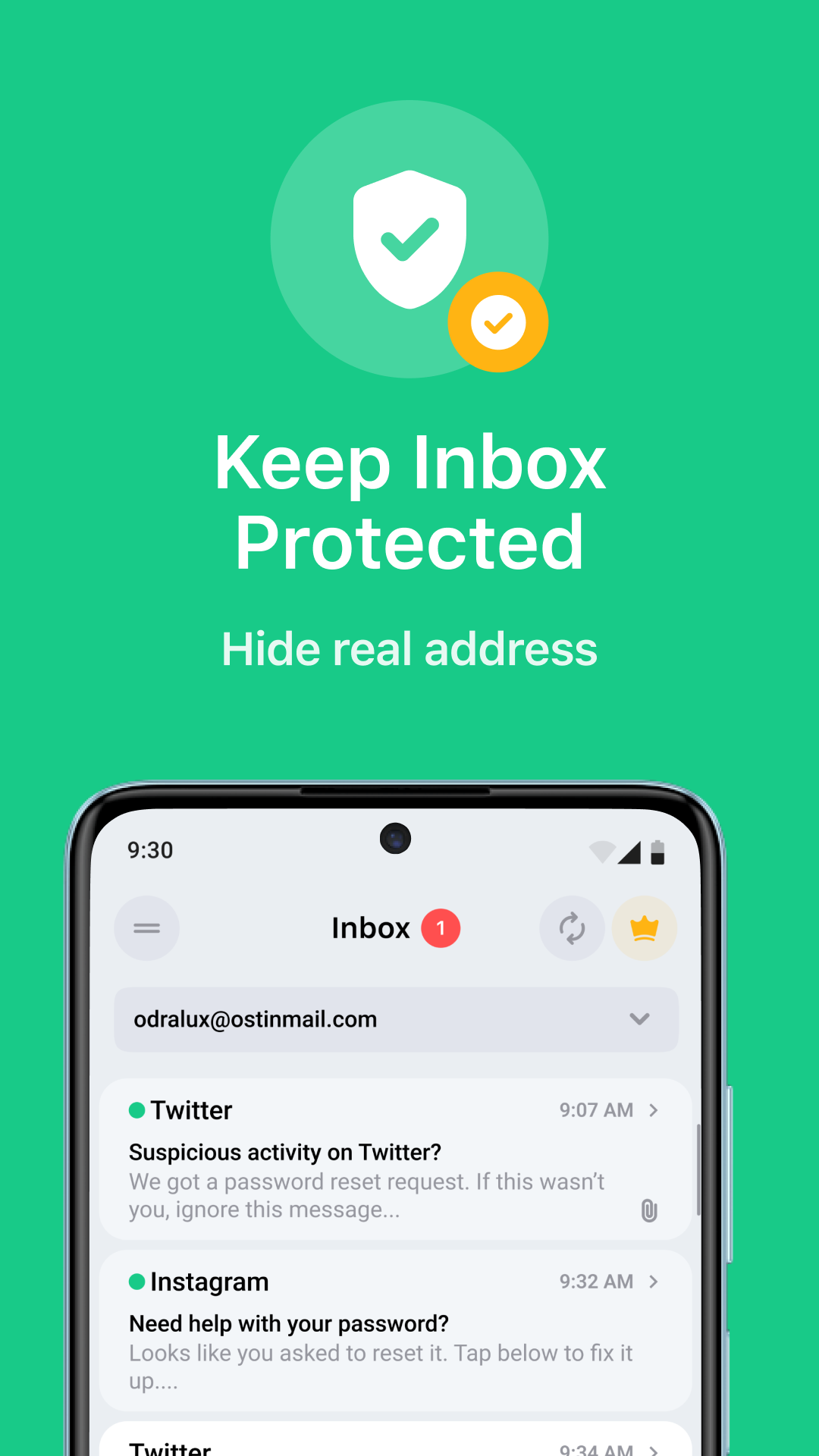 اسکرین شات 3 برنامه Temp Mail - Temporary Email