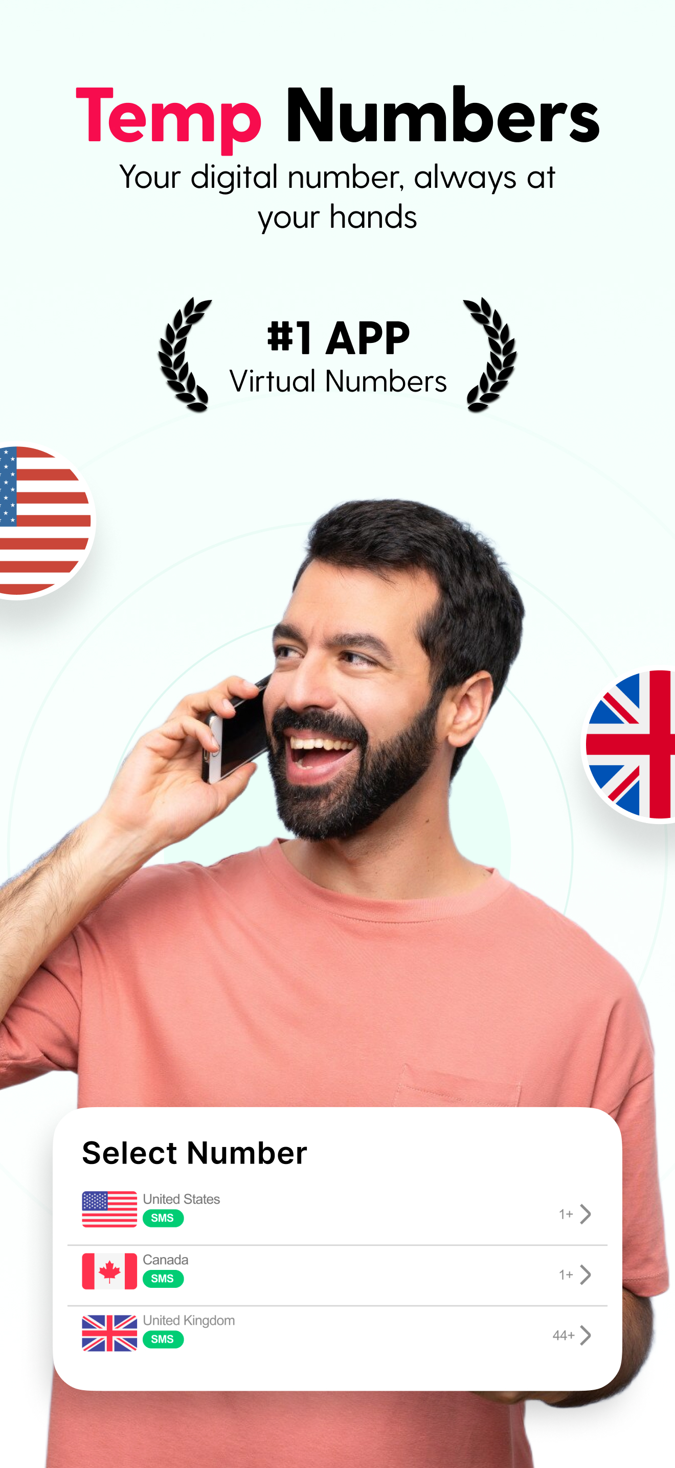 اسکرین شات 1 برنامه Temp Number - 2nd Phone Number