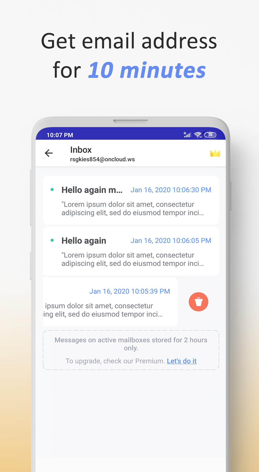 اسکرین شات 2 برنامه 10 Minute Mail - Temp Mail