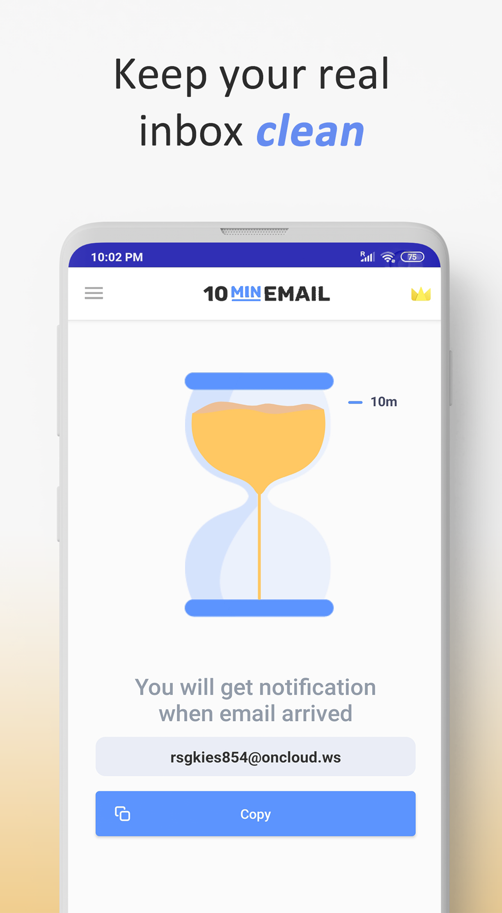 اسکرین شات 1 برنامه 10 Minute Mail - Temp Mail