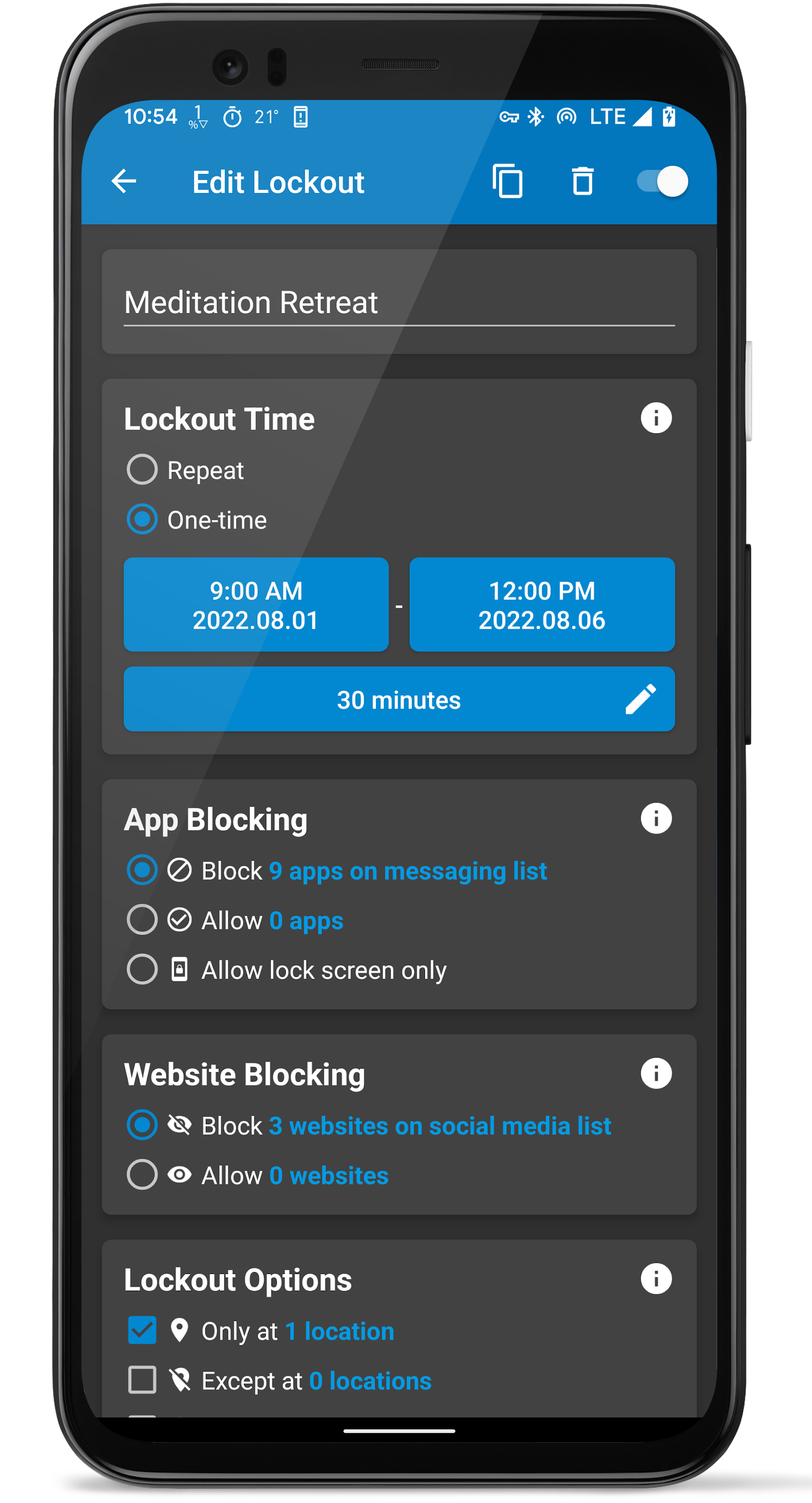 اسکرین شات 5 برنامه Lock Me Out - App/Site Blocker
